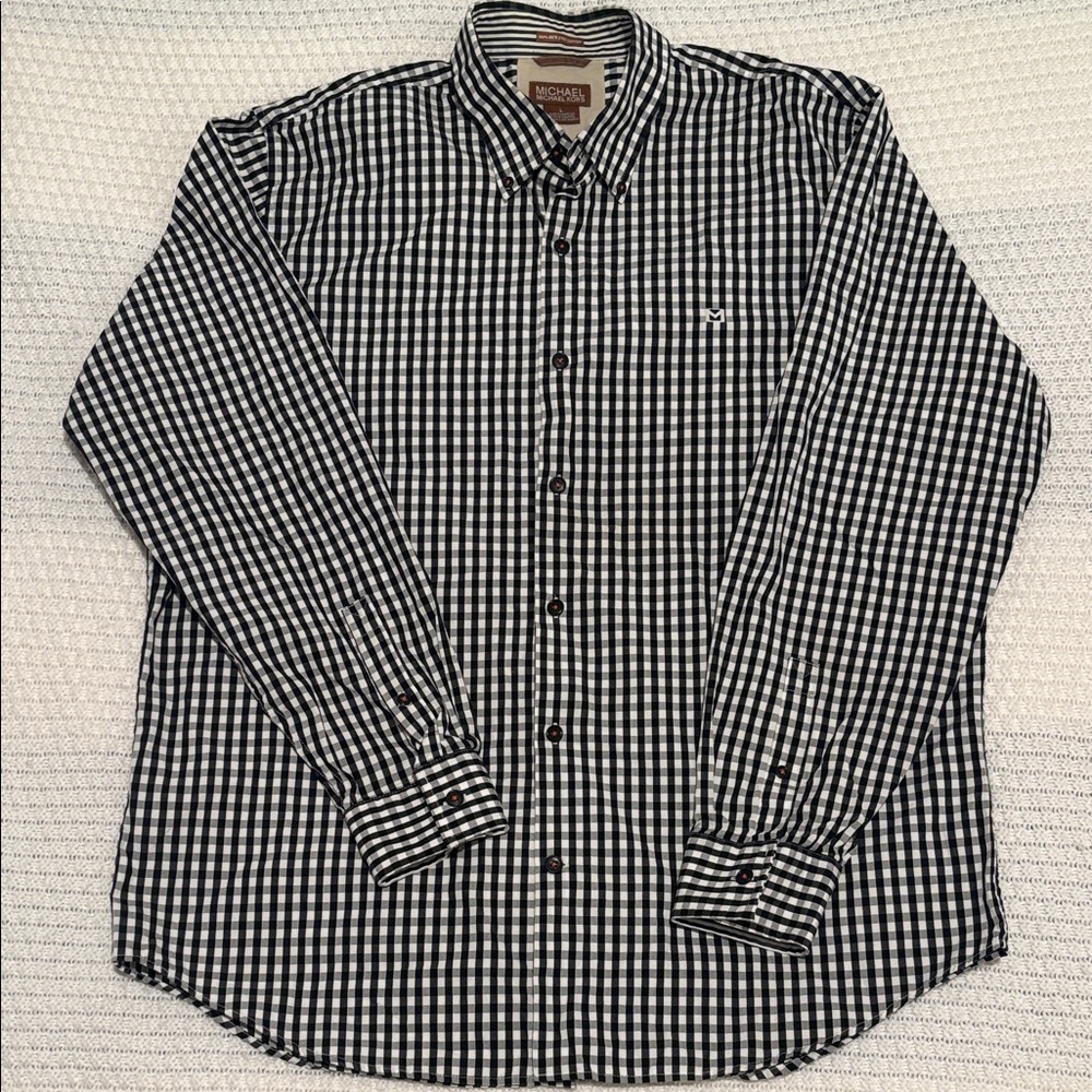 Michael Kors Black and White Gingham Men's Shirt